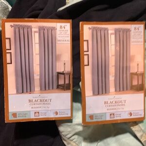 2 black out curtain panels 84” length  54x84 aqua turquoise blue
